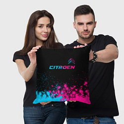 Подушка квадратная Citroen - neon gradient: символ сверху, цвет: 3D-принт — фото 2