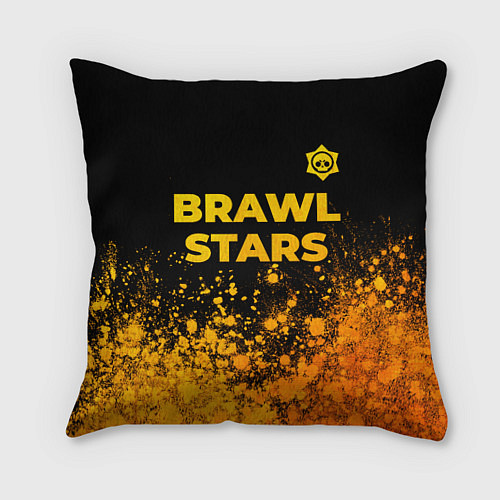 Подушка квадратная Brawl Stars - gold gradient: символ сверху / 3D-принт – фото 1