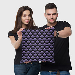 Подушка квадратная Фиолетовые выпуклые ромбы, цвет: 3D-принт — фото 2