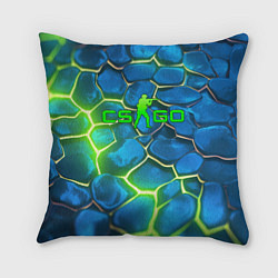 Подушка квадратная CSGO green blue neon, цвет: 3D-принт