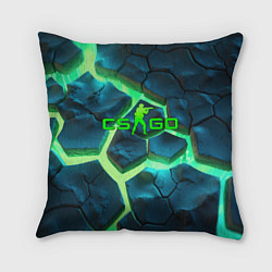 Подушка квадратная CS GO green texture logo