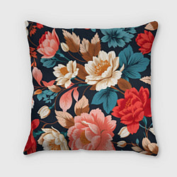 Подушка квадратная Летние цветы - паттерн, цвет: 3D-принт