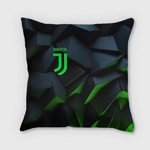 Подушка квадратная Juventus black green logo / 3D-принт – фото 1