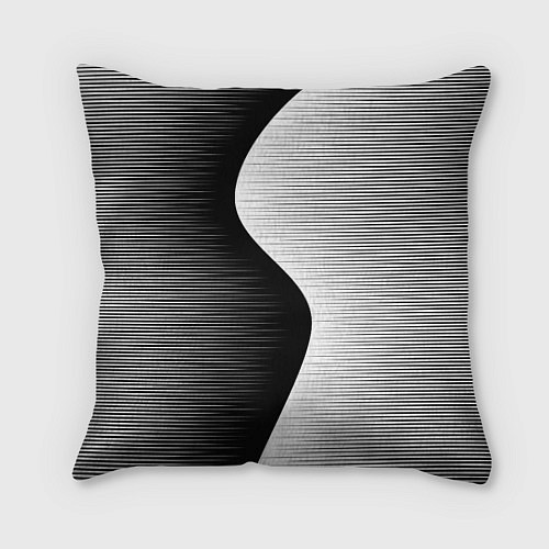 Подушка квадратная Черная белая абстракция зигзаг / 3D-принт – фото 1