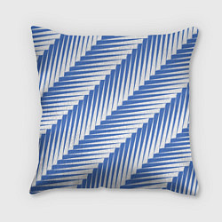 Подушка квадратная Голубая белая диагональ