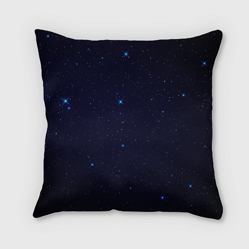 Подушка квадратная Тёмный космос и синие звёзды / 3D-принт – фото 1