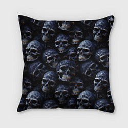 Подушка квадратная Черные металлические черепа, цвет: 3D-принт