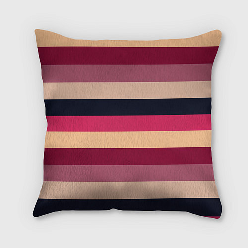 Подушка квадратная Широкие полосы розовый / 3D-принт – фото 1