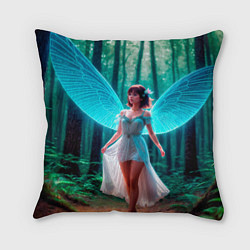 Подушка квадратная Девушка фея в дремучем лесу, цвет: 3D-принт