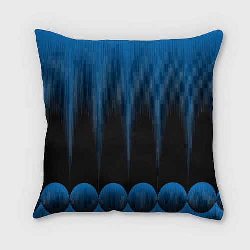 Подушка квадратная Сине-черный градиент в полоску / 3D-принт – фото 1