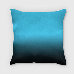 Подушка квадратная Градиент чёрно-голубой, цвет: 3D-принт