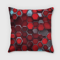 Подушка квадратная Cyber hexagon red, цвет: 3D-принт