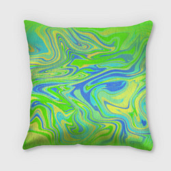 Подушка квадратная Неоновая абстракция волны, цвет: 3D-принт