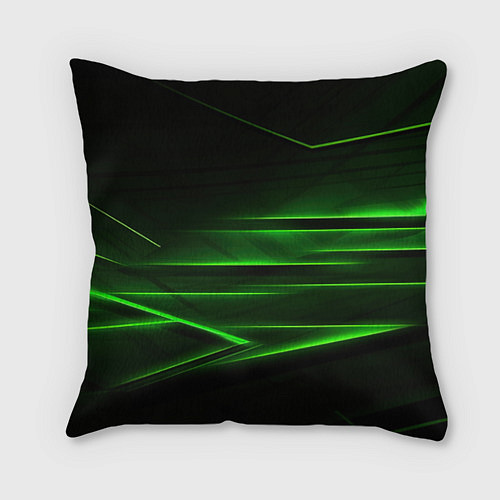 Подушка квадратная Green lines abstract / 3D-принт – фото 1