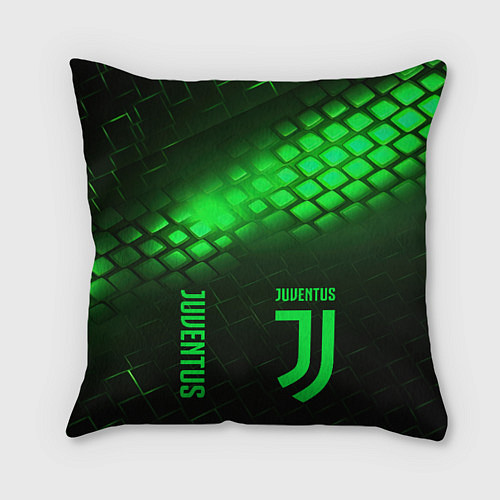 Подушка квадратная Juventus green logo neon / 3D-принт – фото 1