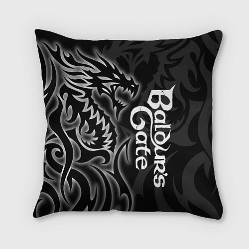 Подушка квадратная Балдурс гейт 3 - черный дракон / 3D-принт – фото 1