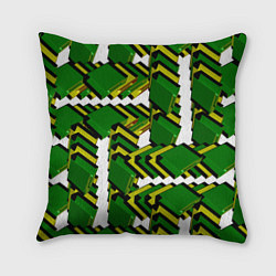 Подушка квадратная Зеленая микросхема, цвет: 3D-принт