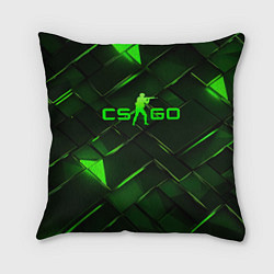 Подушка квадратная CSGO green abstract elements, цвет: 3D-принт
