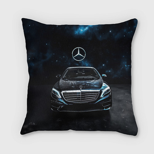 Подушка квадратная Mercedes Benz space background / 3D-принт – фото 1