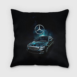 Подушка квадратная Mercedes Benz dark style, цвет: 3D-принт