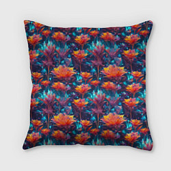 Подушка квадратная Футуристические цветы узор, цвет: 3D-принт