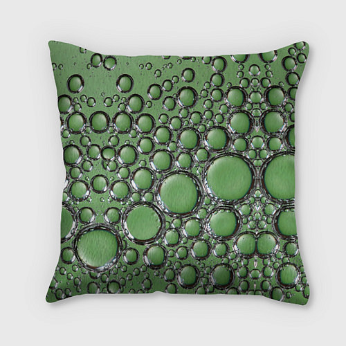 Подушка квадратная Пузыри в зелёной жидкости / 3D-принт – фото 1