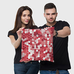 Подушка квадратная Кибер Hexagon Красный, цвет: 3D-принт — фото 2