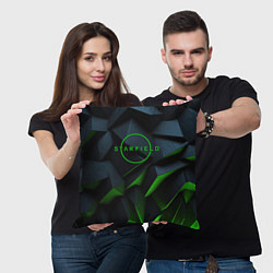 Подушка квадратная Starfield black green logo, цвет: 3D-принт — фото 2
