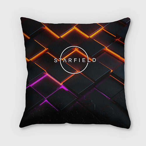 Подушка квадратная Starfield logo orange abstract / 3D-принт – фото 1
