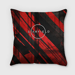 Подушка квадратная Starfield logo red black background, цвет: 3D-принт