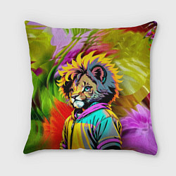 Подушка квадратная Funny lion cub - pop art