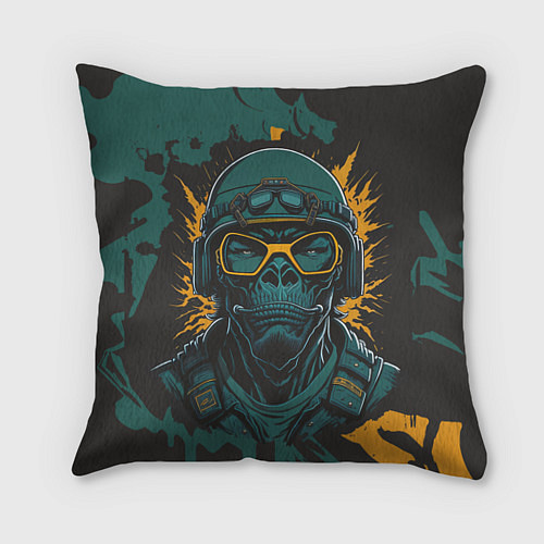 Подушка квадратная Горилла в желтых очках / 3D-принт – фото 1