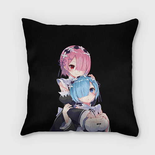 Подушка квадратная Re: zero - близняшки горничные / 3D-принт – фото 1