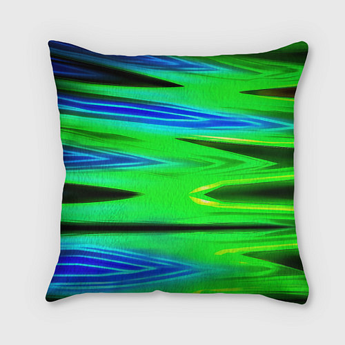 Подушка квадратная Green blut geometry / 3D-принт – фото 1