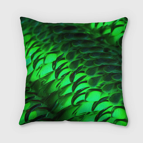 Подушка квадратная Зеленая объемная текстура / 3D-принт – фото 1