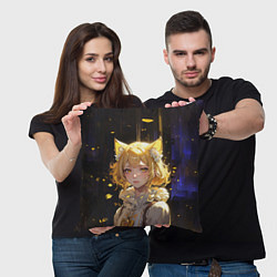 Подушка квадратная Грустная девушка-кошка, цвет: 3D-принт — фото 2