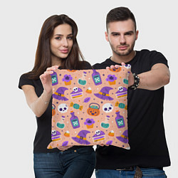 Подушка квадратная Halloween skulls pattern, цвет: 3D-принт — фото 2