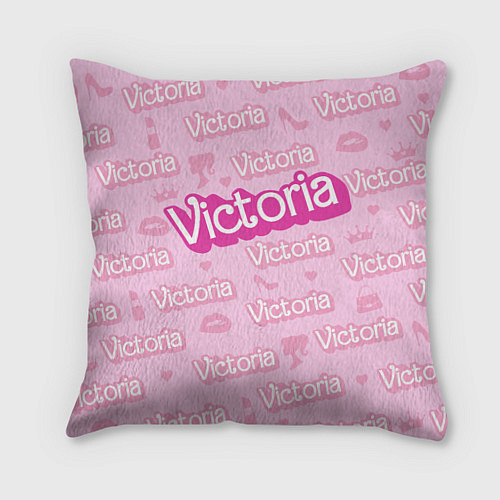 Подушка квадратная Виктория - паттерн Барби розовый / 3D-принт – фото 1