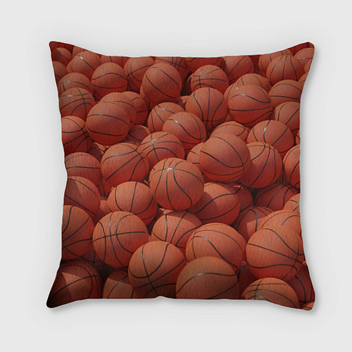 Подушка квадратная Узор с баскетбольными мячами / 3D-принт – фото 1