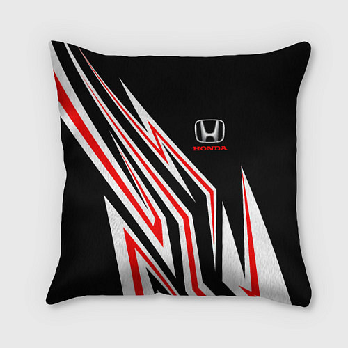 Подушка квадратная Хонда - белый и красный / 3D-принт – фото 1