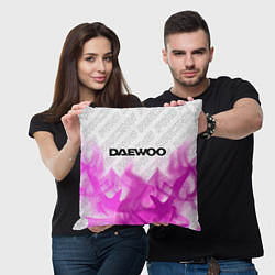 Подушка квадратная Daewoo pro racing: символ сверху, цвет: 3D-принт — фото 2