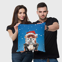 Подушка квадратная Рождественский свитер с лисой, цвет: 3D-принт — фото 2