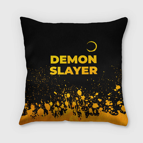 Подушка квадратная Demon Slayer - gold gradient: символ сверху / 3D-принт – фото 1