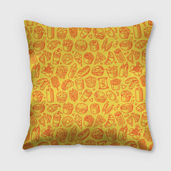Подушка квадратная Фастфуд - жёлтый, цвет: 3D-принт