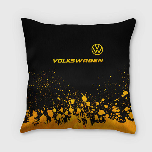 Подушка квадратная Volkswagen - gold gradient: символ сверху / 3D-принт – фото 1