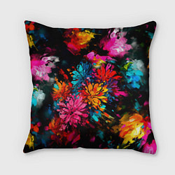 Подушка квадратная Краски и цветы, цвет: 3D-принт