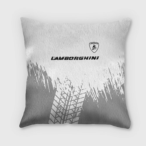 Подушка квадратная Lamborghini speed на светлом фоне со следами шин: / 3D-принт – фото 1