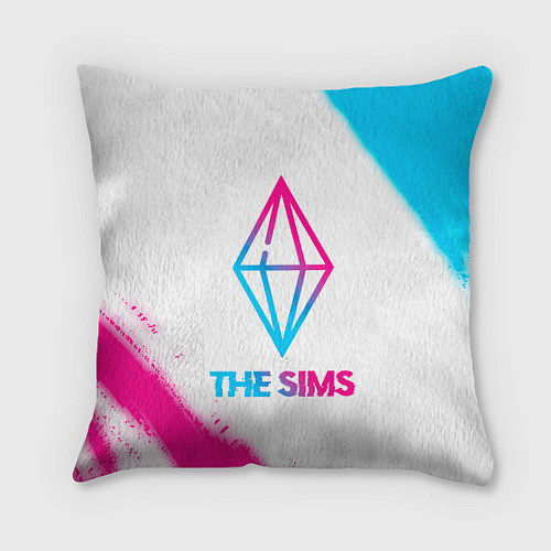 Подушка квадратная The Sims neon gradient style / 3D-принт – фото 1