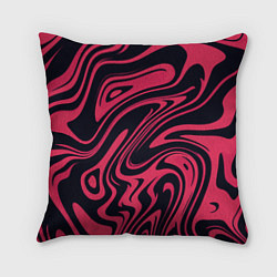 Подушка квадратная Абстракция чёрно-розовый, цвет: 3D-принт