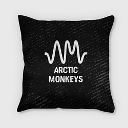 Подушка квадратная Arctic Monkeys glitch на темном фоне